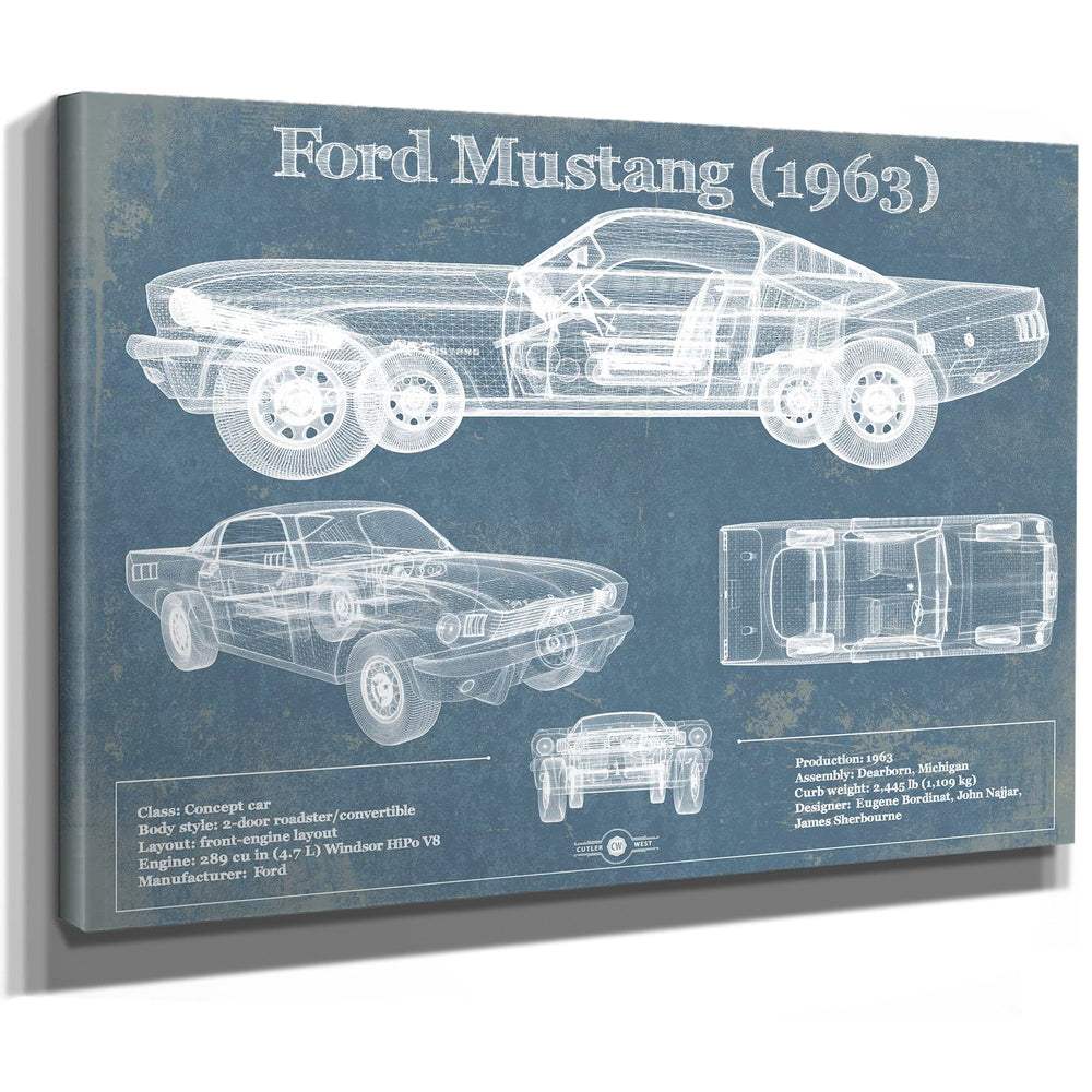Ford Mustang 1963 Original Blueprint Art