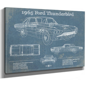 1965 Ford Thunderbird Blueprint Vintage Auto Print