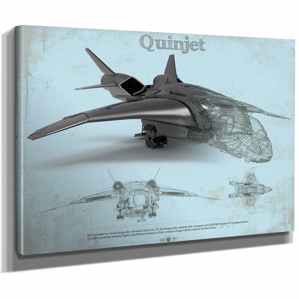 Quinjet Avengers Vintage Blueprint Wall Art