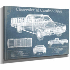 Chevrolet El Camino 1966 Vintage Blueprint Auto Print