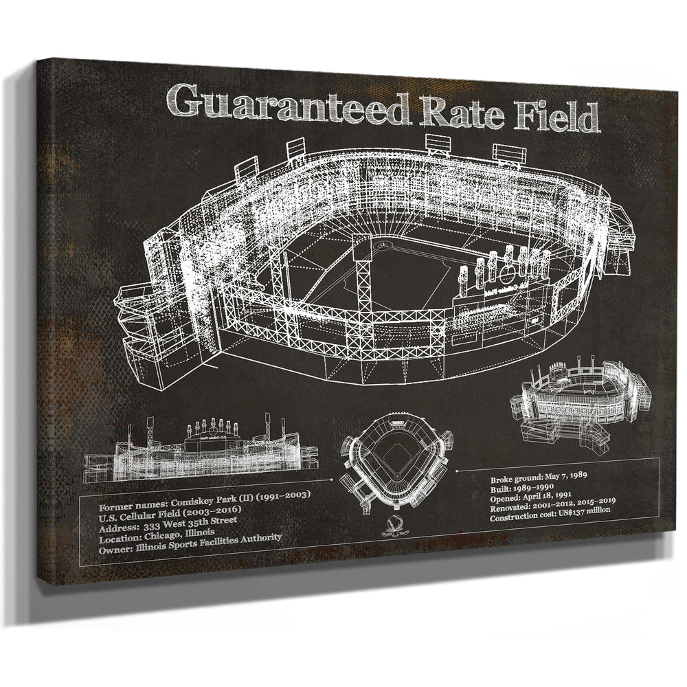 Guaranteed Rate Field - Chicago White Sox Team Color Vintage Baseball Fan Print