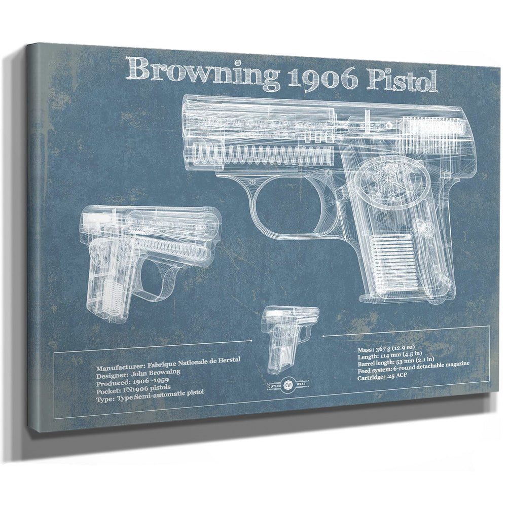 Browning 1906 Pistol Blueprint Vintage Gun Print