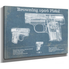 Browning 1906 Pistol Blueprint Vintage Gun Print