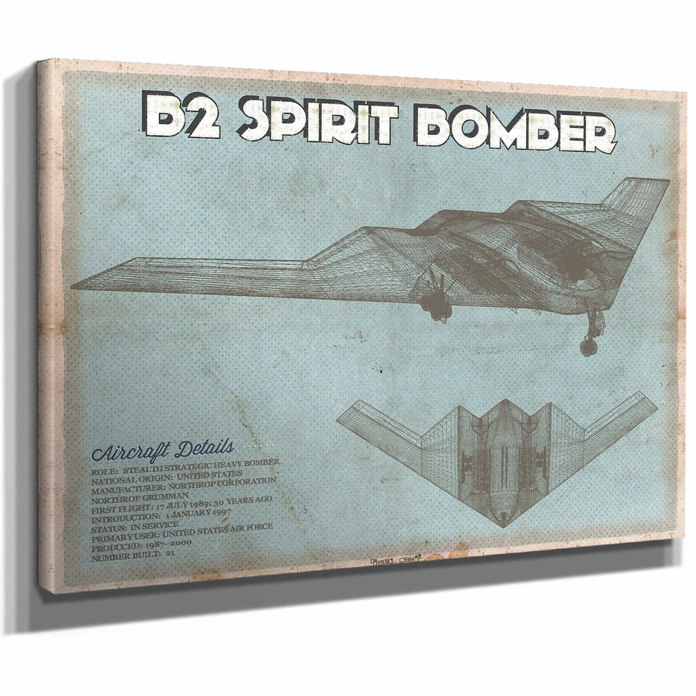 B2 Spirit Bomber Patent Blueprint Original Design Wall Art