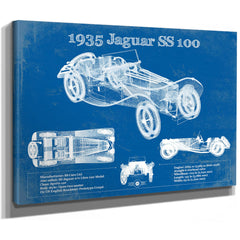 1935 Jaguar SS 100 Blueprint Vintage Auto Print