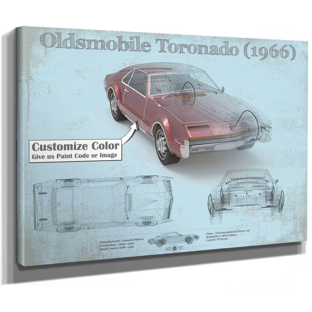 Oldsmobile Toronado (1966) Car Original Blueprint Art