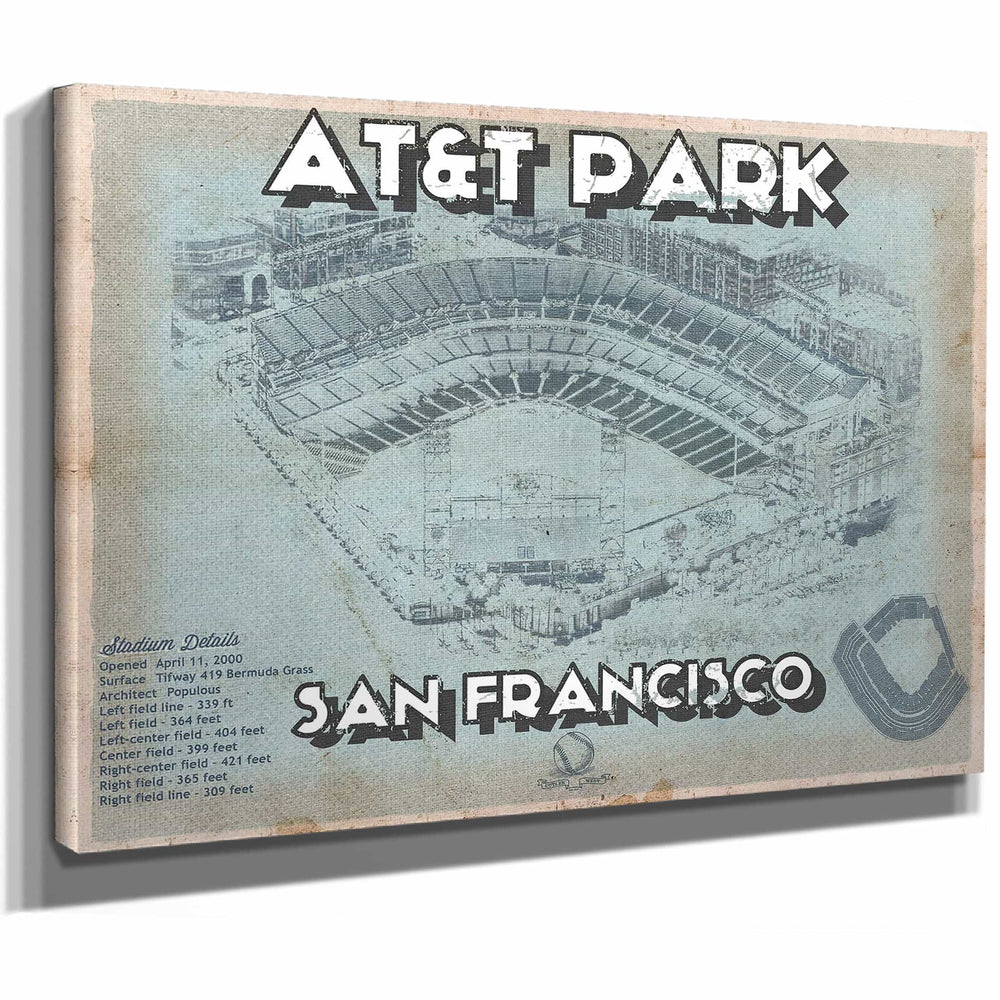 San Francisco Giants - AT&T Park Vintage Baseball Print