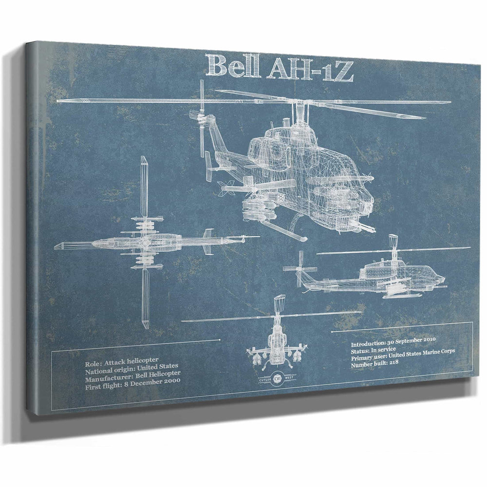 Bell AH-1Z Viper Vintage Original Blueprint Military Print