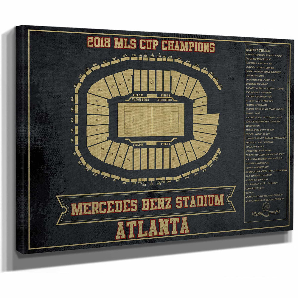 Manchester United F.C. (MU Red Devil) - Old Trafford Stadium Team Color Blueprint Vintage Soccer Print