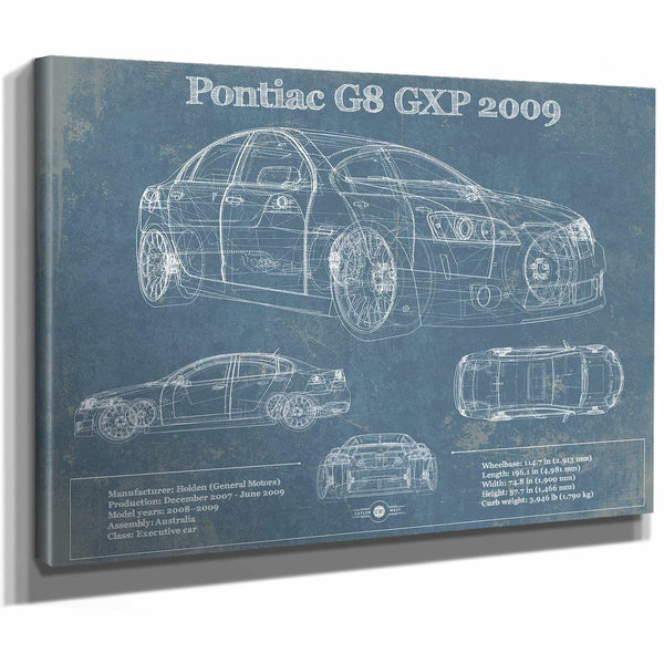 Pontiac G8 GXP 2009 Blueprint Vintage Auto Print