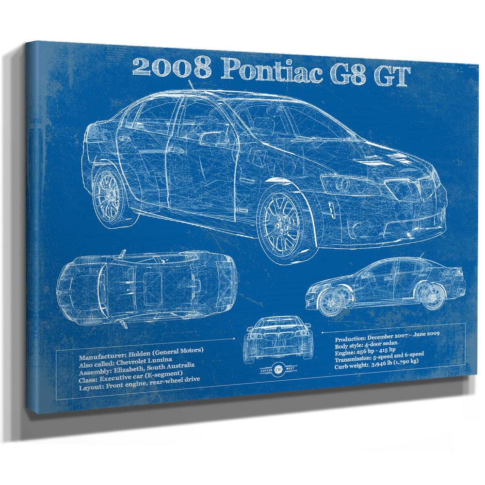 2008 Pontiac G8 GT Blueprint Vintage Auto Print