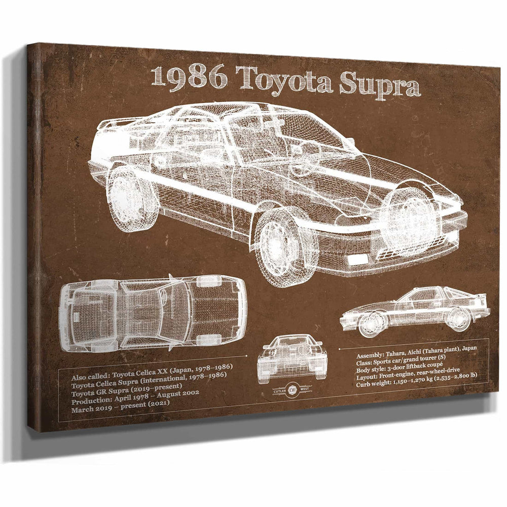 1986 Toyota Supra Vintage Blueprint Auto Print