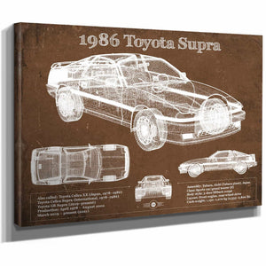 1986 Toyota Supra Vintage Blueprint Auto Print