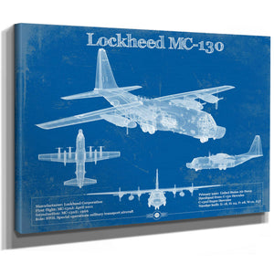 Lockheed MC-130 Vintage Aviation Blueprint Military Print