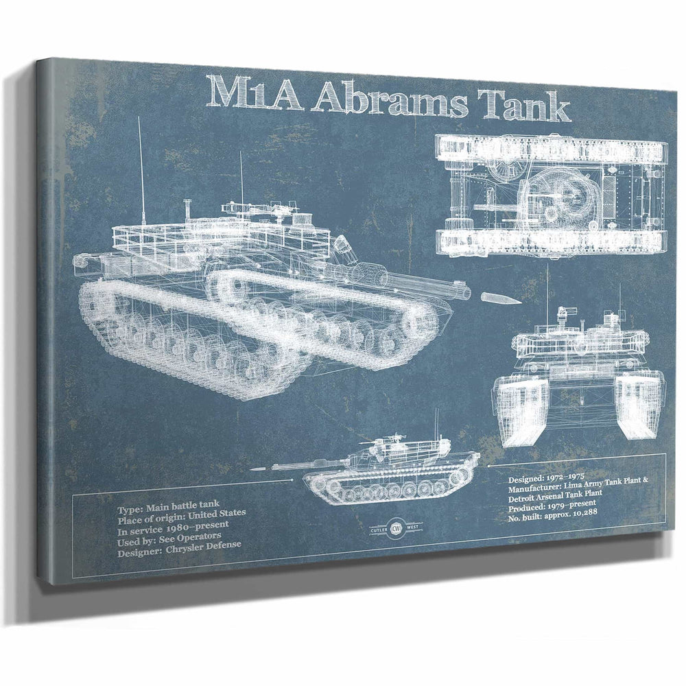 M1A Abrams Tank Vintage Blueprint Print