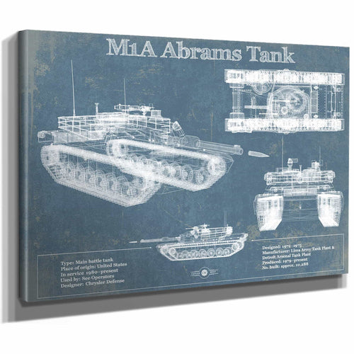M1A Abrams Tank Vintage Blueprint Print
