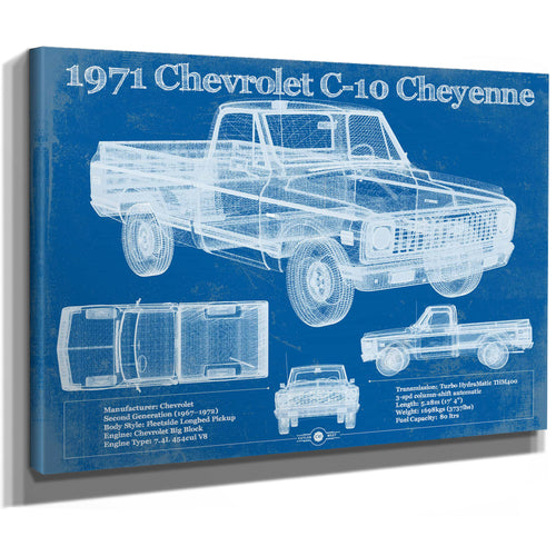 1971 Chevrolet C-10 Cheyenne Original Blueprint Art