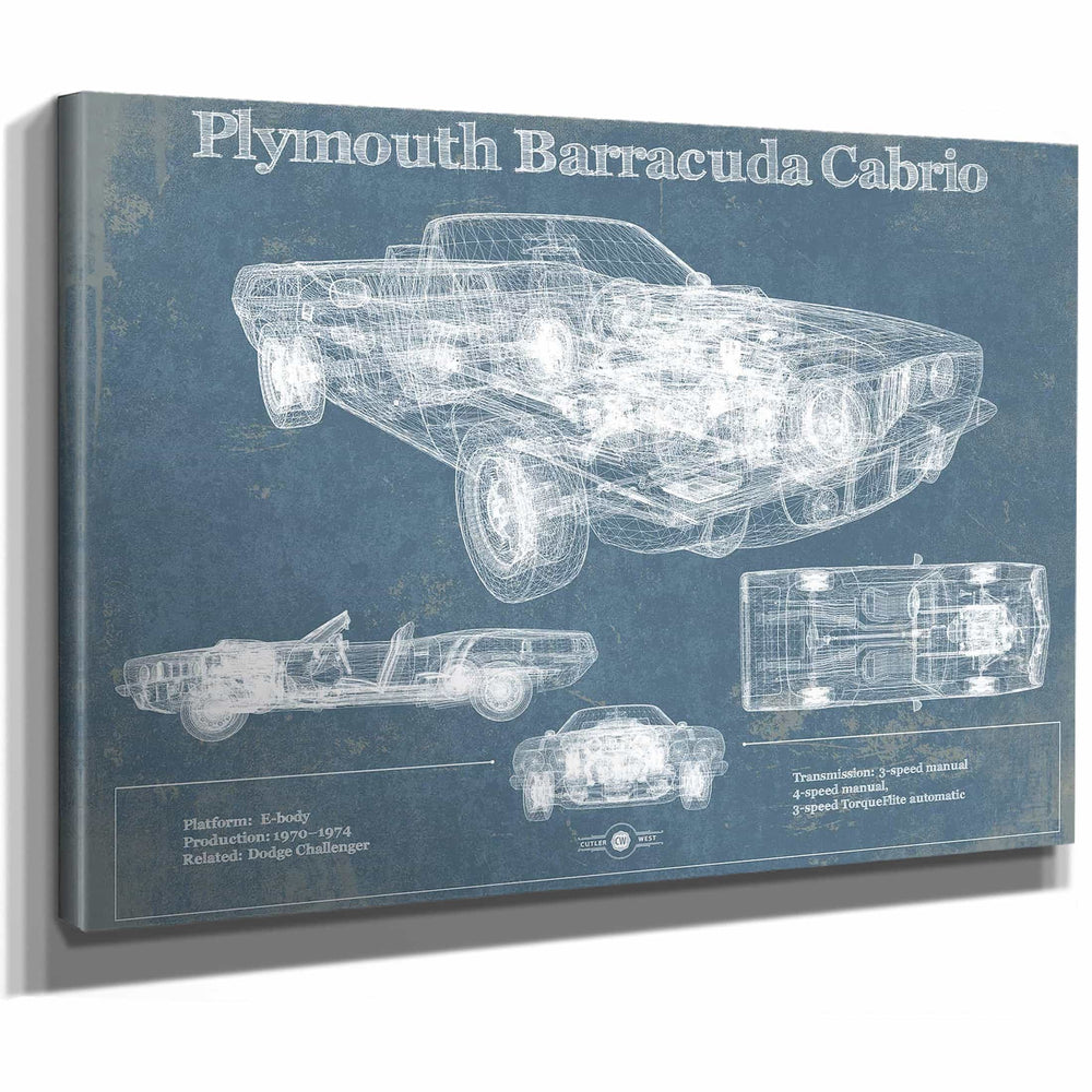 Plymouth Barracuda Cabrio Blueprint Vintage Auto Print