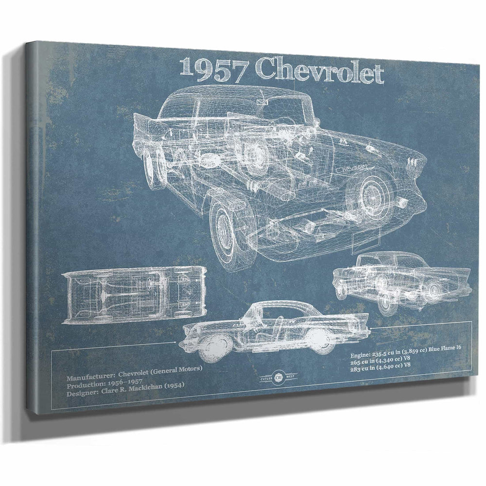 1957 Chevrolet Bel Air Sport Coupé Blueprint Vintage Auto Print