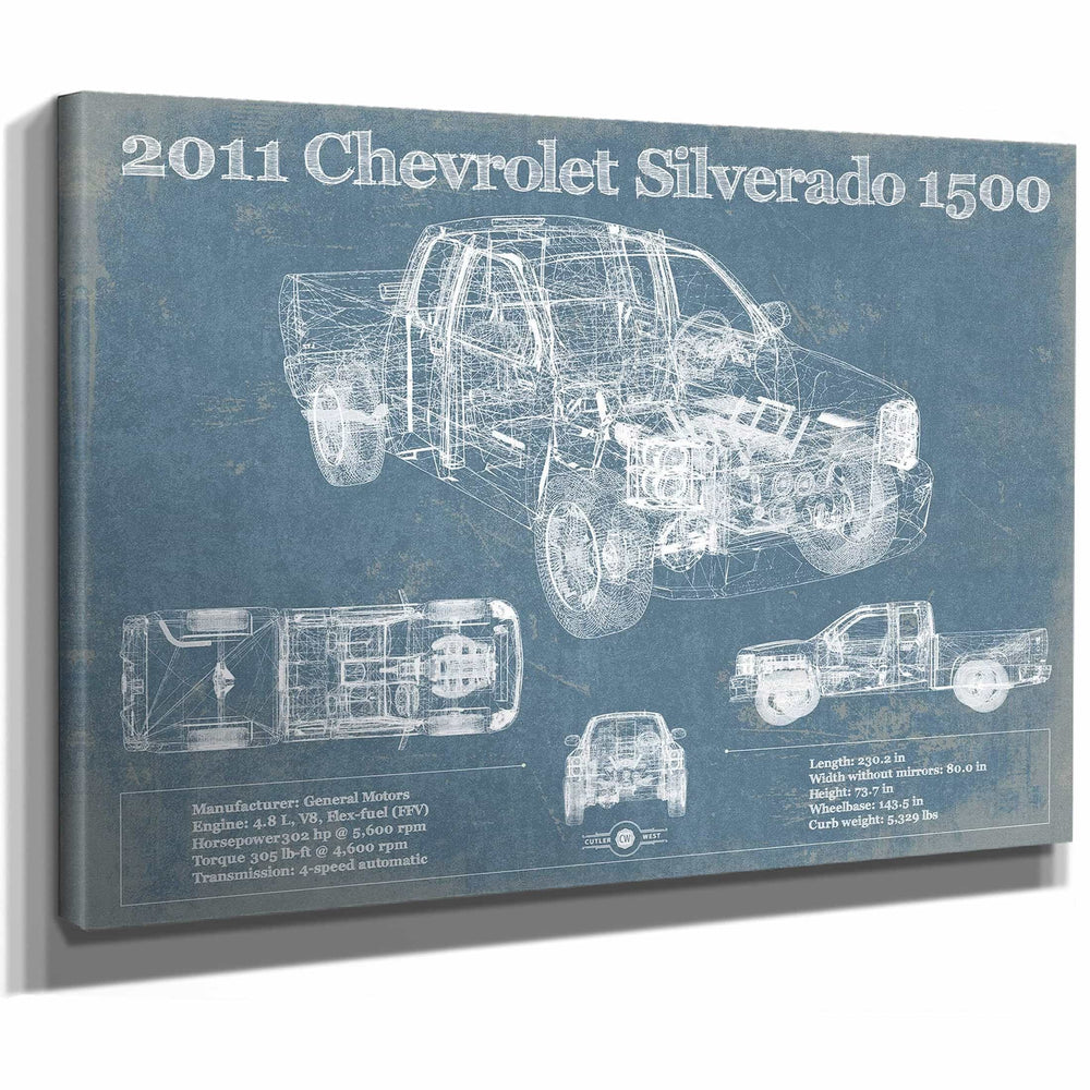 2011 Chevrolet Silverado 1500 Vintage Blueprint Auto Print