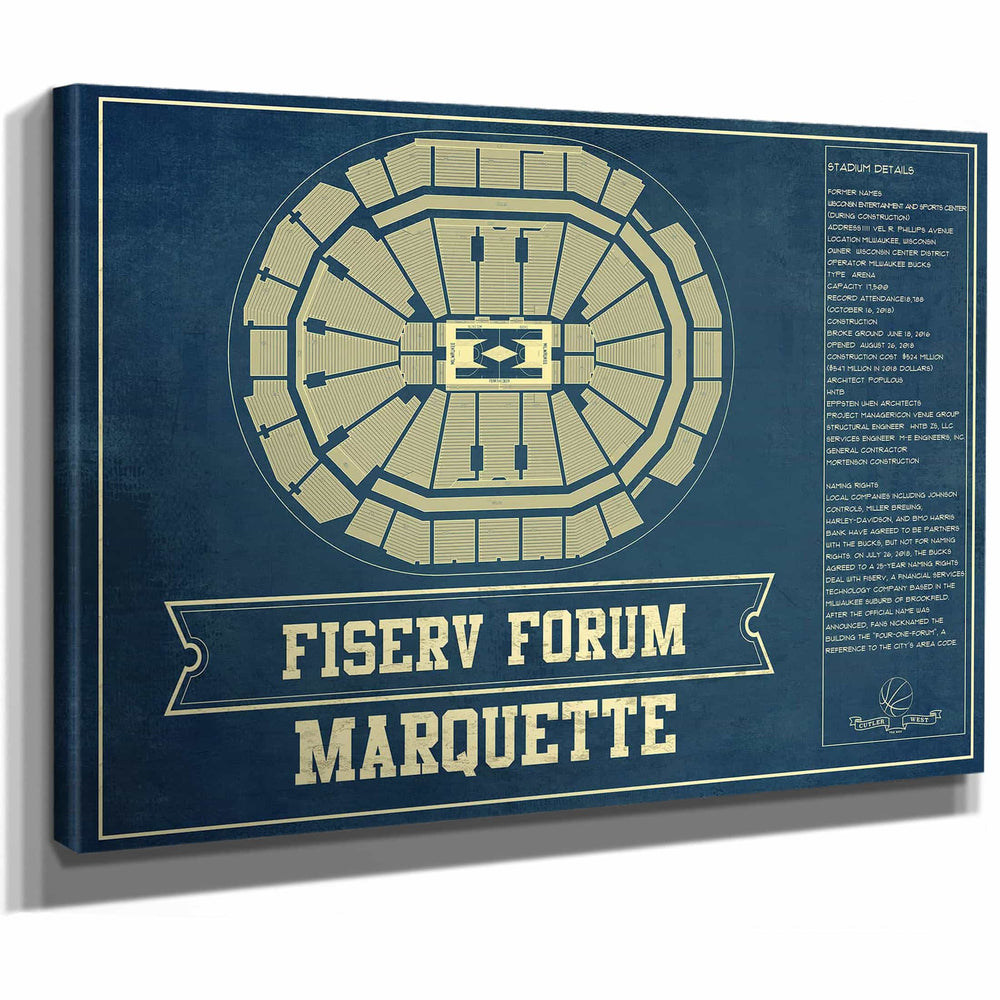 Fiserv Forum Marquette Golden Eagles NCAA Vintage Art Print