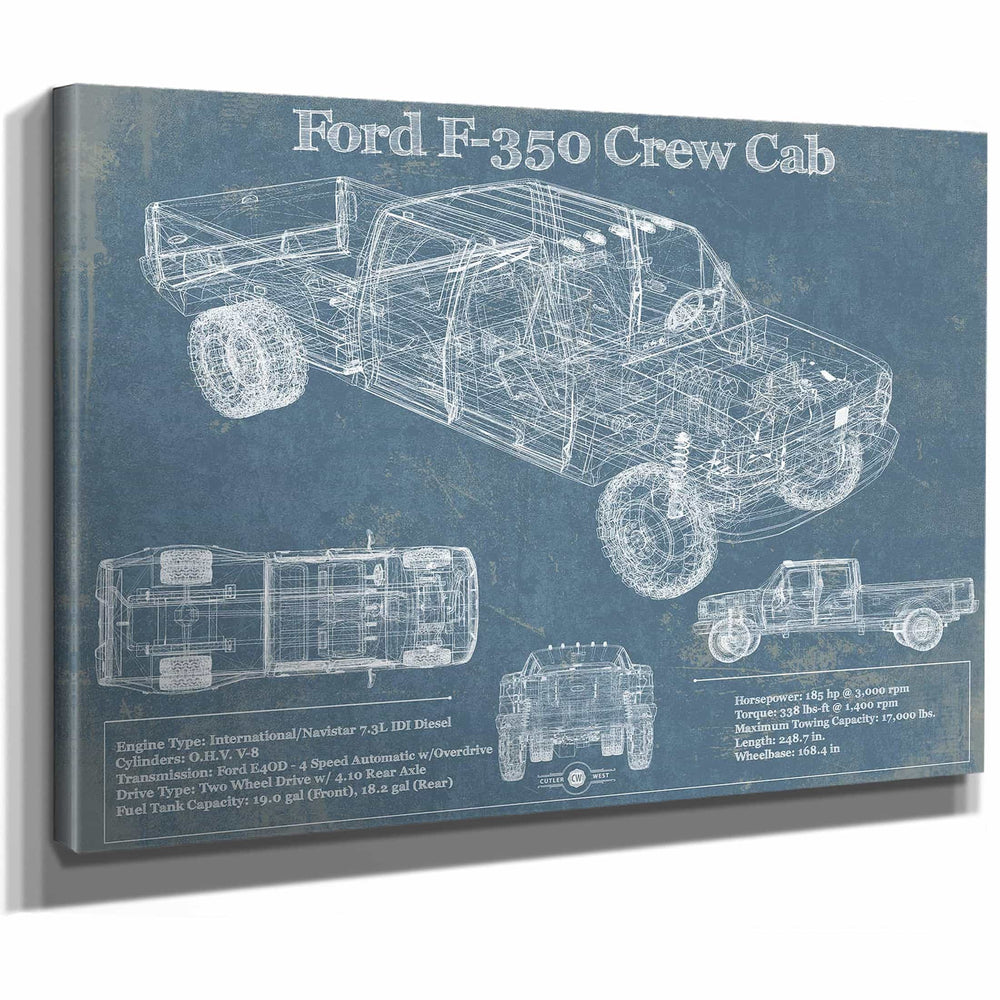 Ford F-350 Crew Cab Vintage Blueprint Auto Print