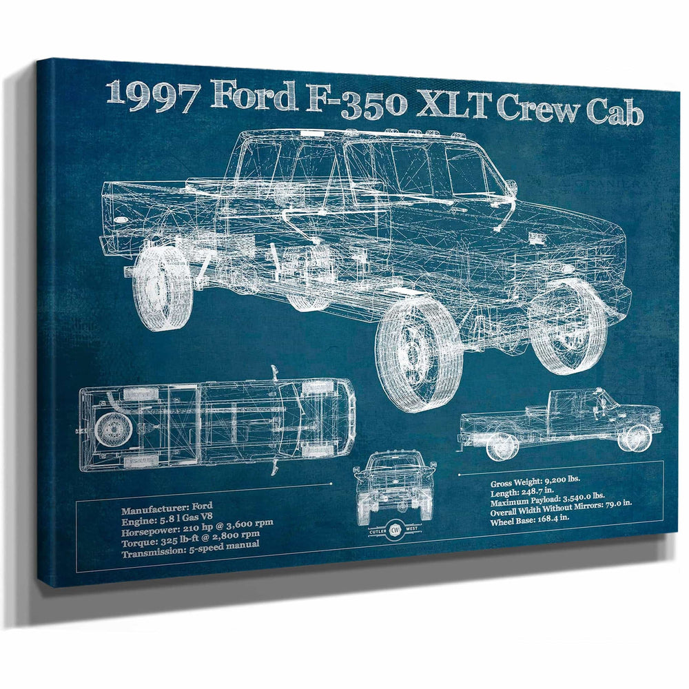1997 Ford F350 XLT Crew Cab Vintage Blueprint Auto Print