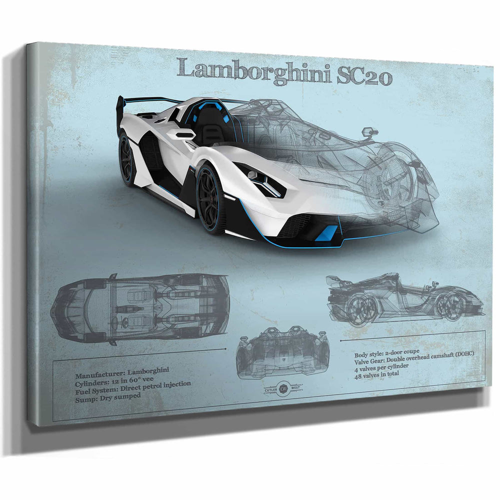 Lamborghini Sc20 Blueprint Vintage Auto Print