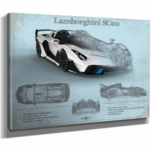 Lamborghini Sc20 Blueprint Vintage Auto Print