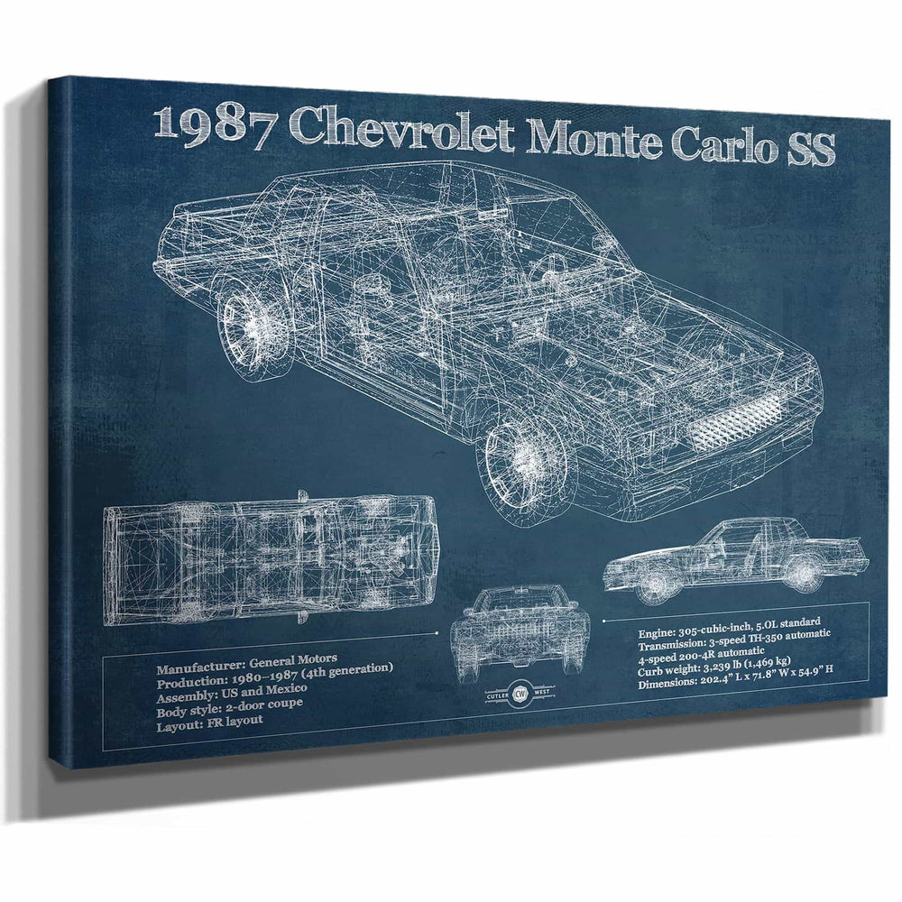 1987 Monte Carlo SS Vintage Blueprint Auto Print