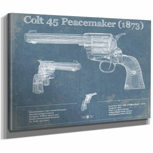 Colt 45 Peacemaker 1873 Blueprint Vintage Gun Print