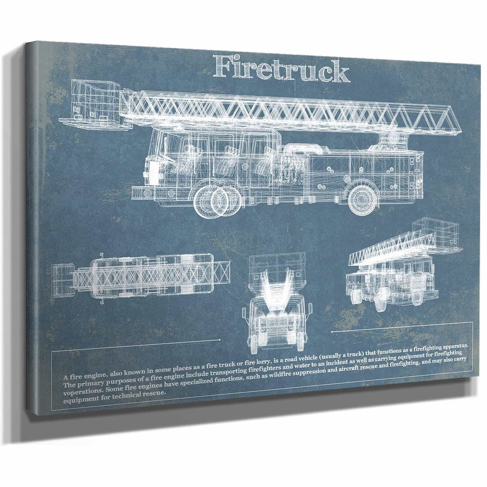 1950 Fire Truck Vintage Blueprint Auto Print