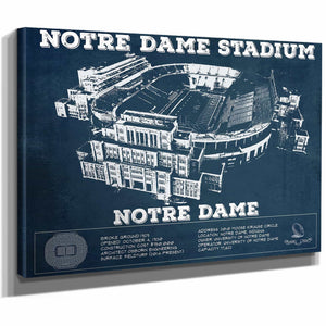 Notre Dame Stadium Vintage Art Blueprint