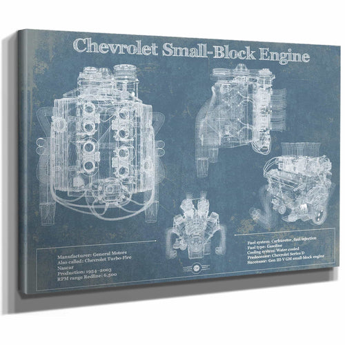 Chevrolet Small-Block Engine Vintage Blueprint Auto Engine Patent Print