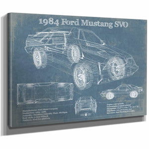 1984 Ford Mustang SVO Vintage Blueprint Auto Print