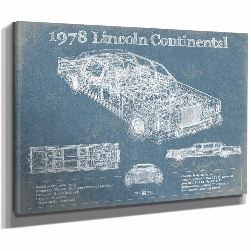 1978 Lincoln Continental Vintage Blueprint Auto Print
