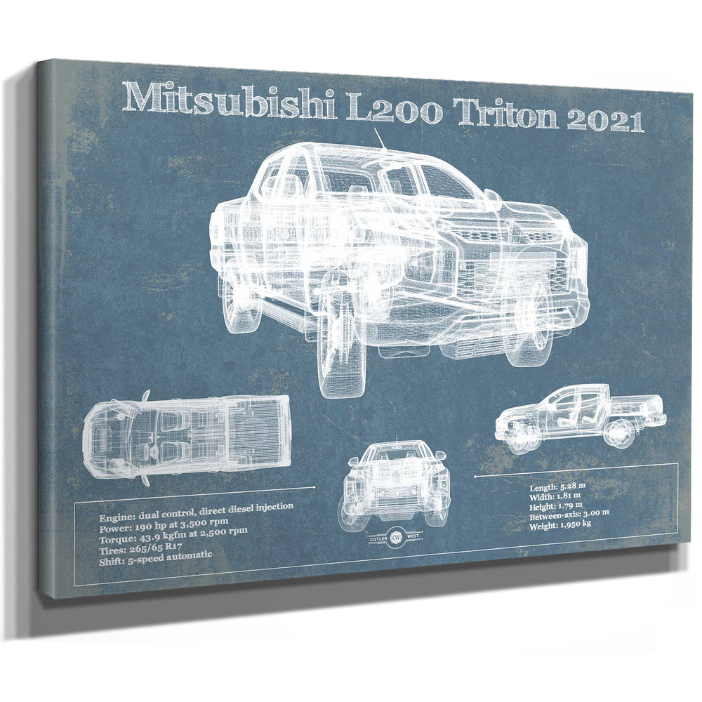 Mitsubishi L200 Triton 2021 Vintage Blueprint Auto Print