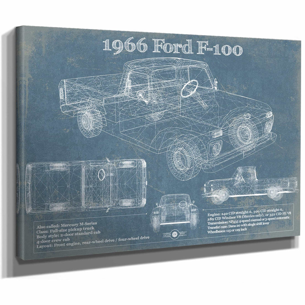 1966 Ford F-100 Vintage Blueprint Auto Print
