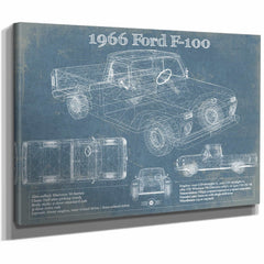 1966 Ford F-100 Vintage Blueprint Auto Print