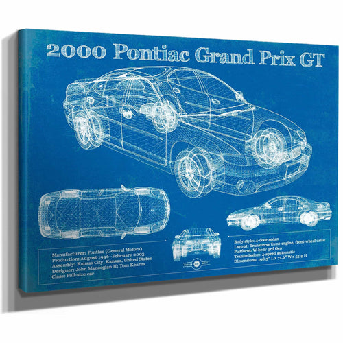 2000 Pontiac Grand Prix GT Vintage Blueprint Auto Print