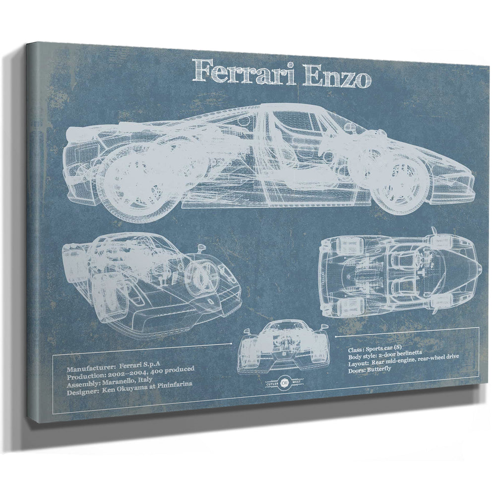Ferrari Enzo Blueprint Vintage Auto Print