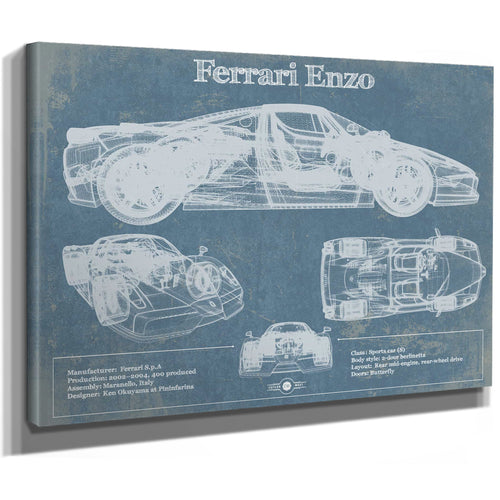 Ferrari Enzo Blueprint Vintage Auto Print