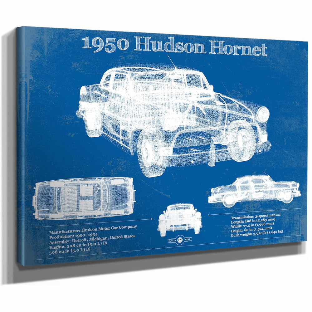 1950 Hudson Hornet Vintage Blueprint Auto Print