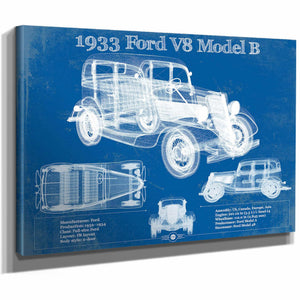 1933 Ford V8 Model B Vintage Blueprint Auto Print