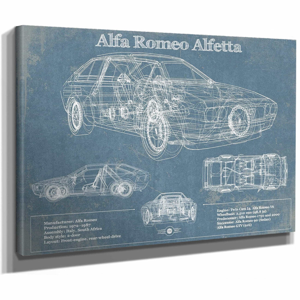 Alfa Romeo Alfetta Bel Bel Air Sport Coupé Blueprint Vintage Auto Print