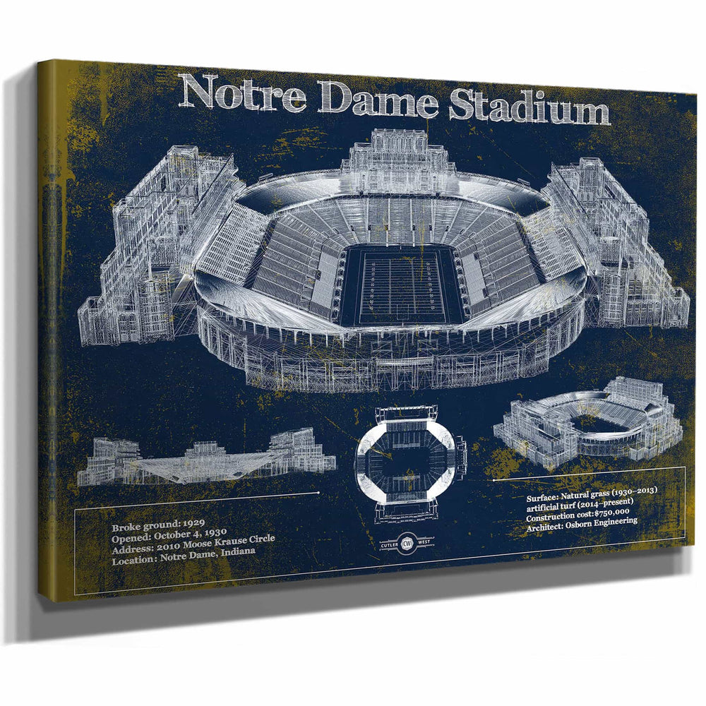 Notre Dame Stadium 2021 Version Team Color Vintage Art Print