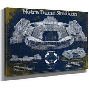 Notre Dame Stadium 2021 Version Team Color Vintage Art Print