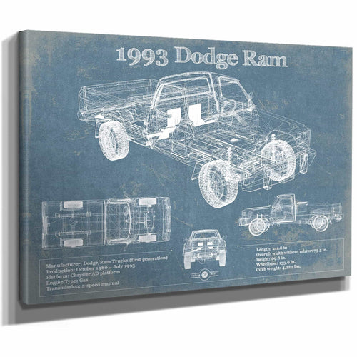 1993 Dodge RAM 150 Vintage Blueprint Auto Print