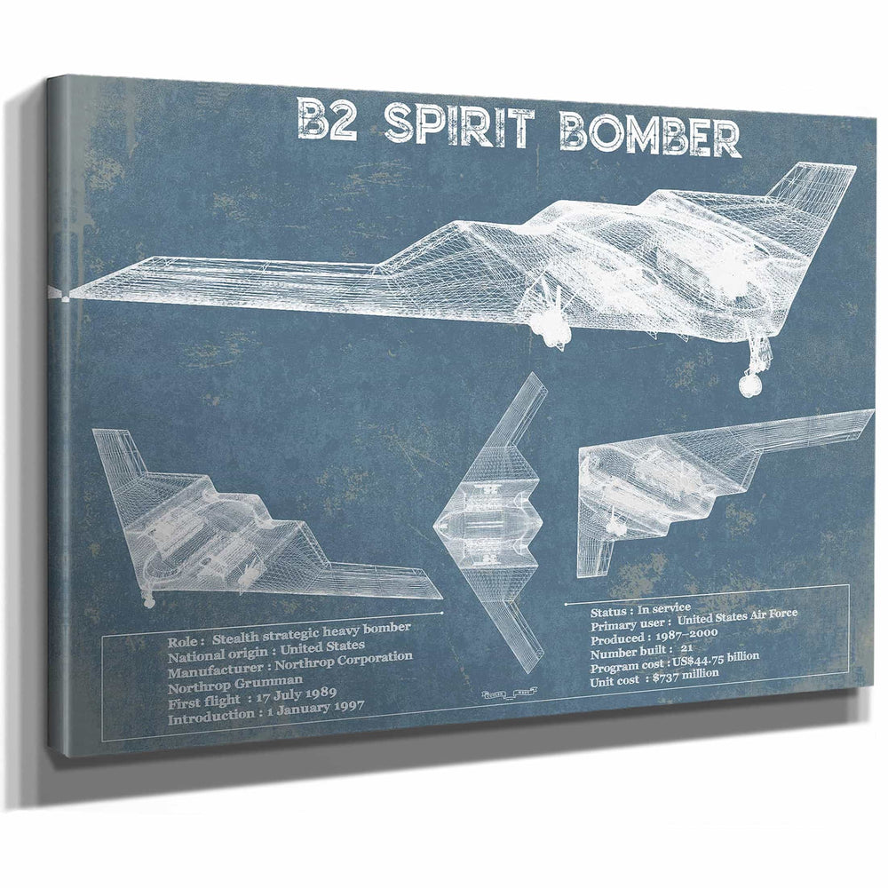B2 Bomber Patent Blueprint Original Design Wall Art