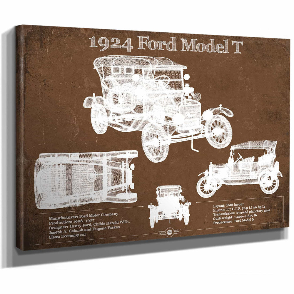 1924 Ford Model T Vintage Blueprint Auto Print